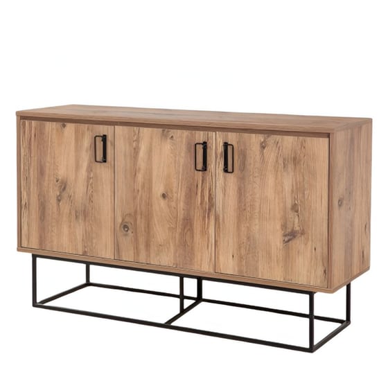 Μπουφές 24Mall Destra Atlantic Pine από Μοριοσανίδα/Μέταλλο 140x40x80 cm - Μαύρος/Καφέ image 0