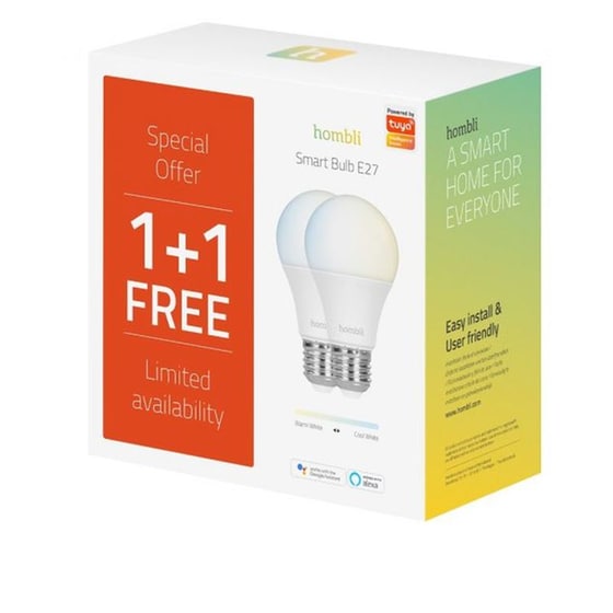 Έξυπνη Λάμπα Hombli Smart E27 9W WHT 2 Τμχ  - Ρυθμιζόμενο Λευκό image 3