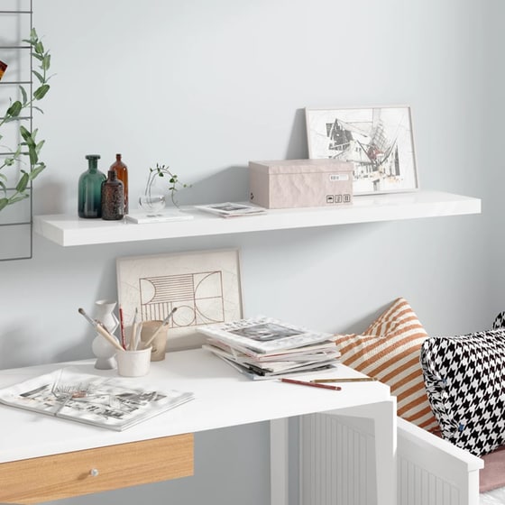 Ράφι Τοίχου VidaXL από MDF 120x23.5x3.8 cm - Λευκό/Γυαλιστερό image 2