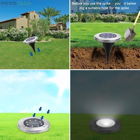 Σετ 4 Τεμάχια Ηλιακό Καρφωτό – Χωνευτό Φωτιστικό Led Κήπου Με Αισθητήρα Φωτός image 2