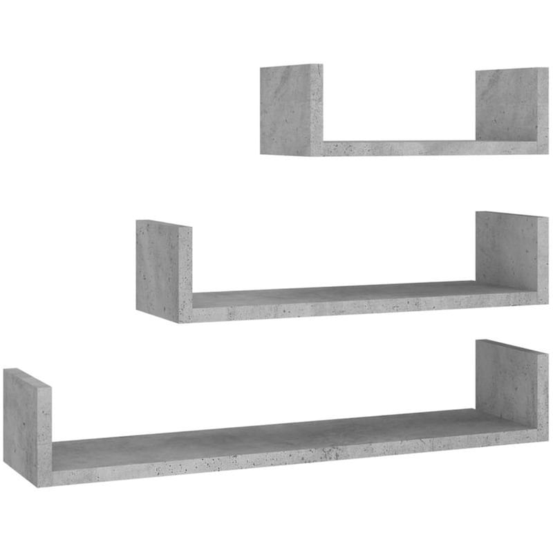 Ράφια Τοίχου VidaXL από Μοριοσανίδα 60x15x10cm 3 Τμχ - Γκρι