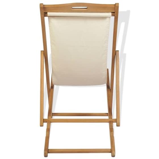 Σεζλόνγκ VidaXL Πτυσσόμενη από Ξύλο Teak/Ύφασμα 56x105x96 cm - Κρεμ image 5