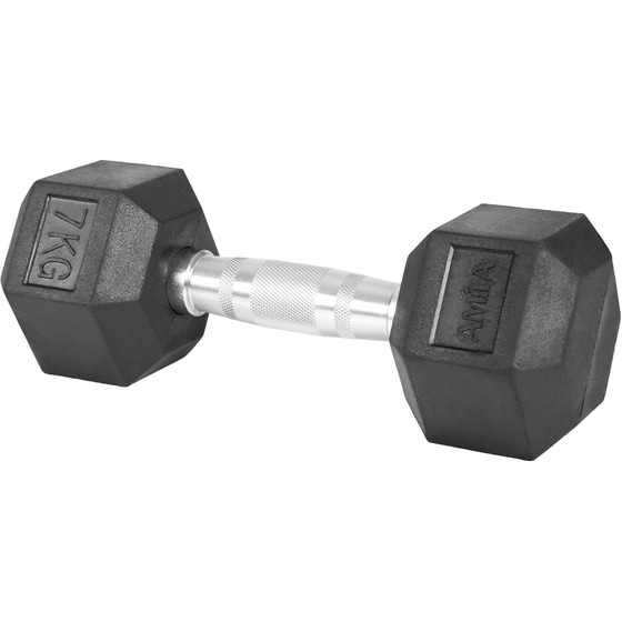 Βαράκι Εξάγωνο 7kg Amila Rubber Cover Class A 84766 από Ατσάλι με Επένδυση Λάστιχου - Μαύρο image 2