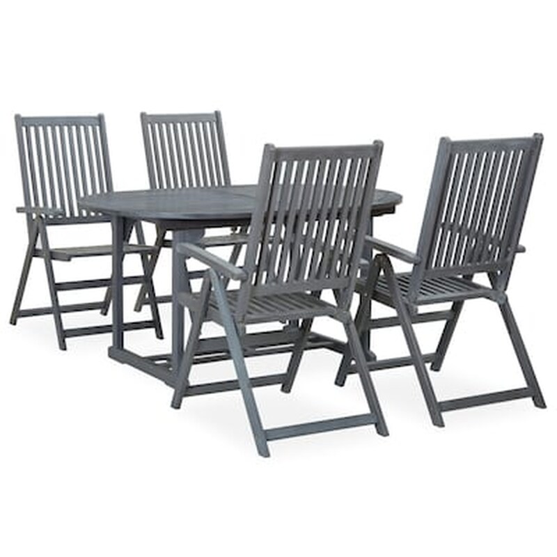 Vidaxl Σετ Τραπεζαρίας Κήπου 5 Τεμαχίων Γκρι Από Μασίφ Ξύλο Ακακίας VIDAXL