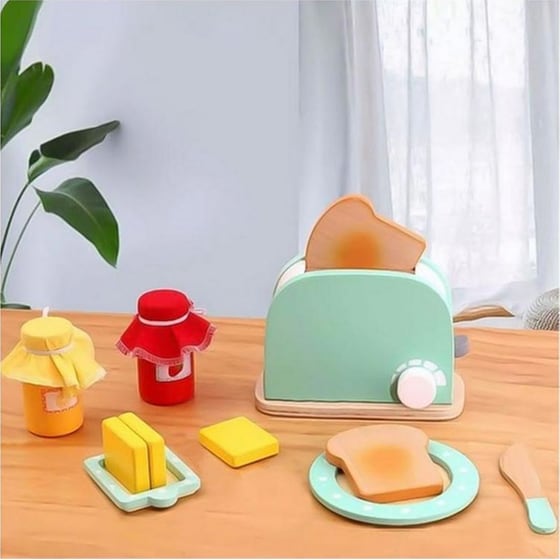 Παιδική Ξύλινη Ecotoys Hm200720 Τοστιέρα Φρυγανιέρα Με 11 Αξεσουάρ - 14x6x10 cm, image 6