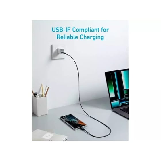Καλώδιο Φόρτισης Anker 322 Braided USB σε USB-C 60W PD 0.9m - Black image 3