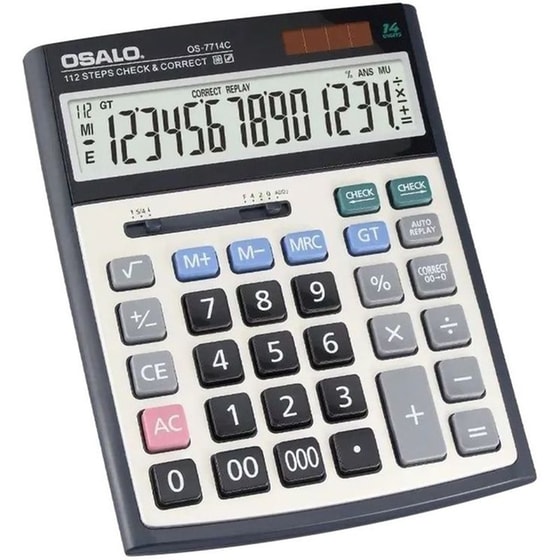 Αριθμομηχανή Γραφείου Osalo 14 Ψηφίων Os-7714c Γκρι image 1