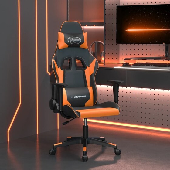 Καρέκλα Gaming VIDAXL 345451 με Ρυθμιζόμενα Μπράτσα από Τεχνητό Δέρμα - Μαύρο / Πορτοκαλί image 11
