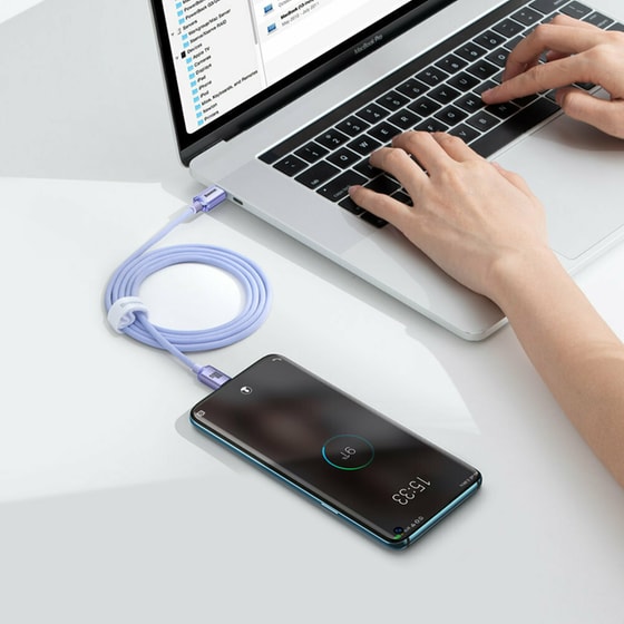 Καλώδιο δεδομένων Baseus Crystal Shine Series Usb-C to Usb-C 100W 1.2m - Lilac image 6