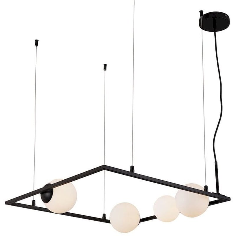 Φωτιστικό Οροφής Πολύφωτο Aca Quadro Od91584pb Γυάλινο/Μεταλλικό - Μαύρο/Λευκό