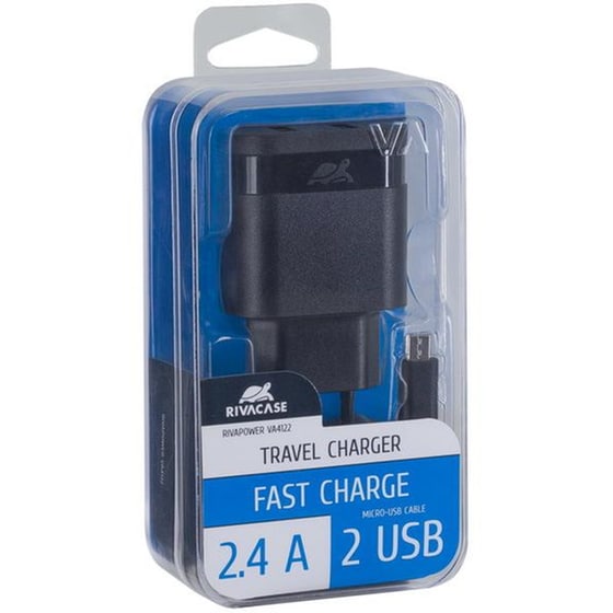Φορτιστής Πρίζας Rivacase VA4122BD1 USB-A, Micro USB - Μαύρο image 1
