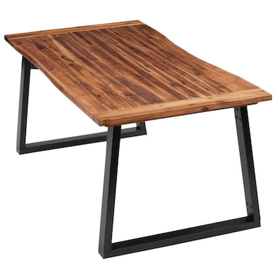Τραπεζαρία Vidaxl Από Μασίφ Ξύλο Ακακίας 180x90x75 cm - Μαύρο/Καφέ image 3
