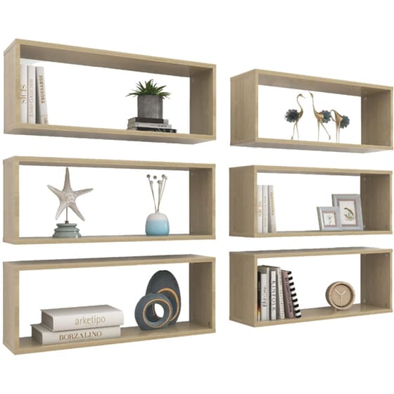 Ράφια Τοίχου VidaXL από Μοριοσανίδα 60x15x23 cm 6 Τμχ - Sonoma/ Μπεζ image 7