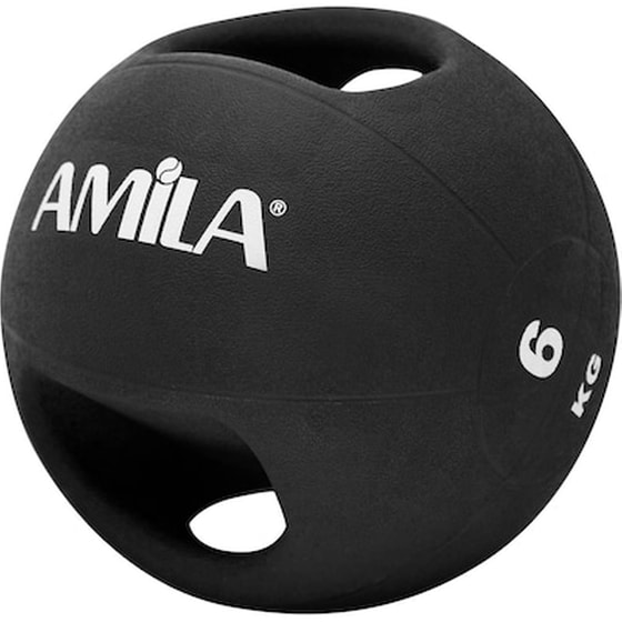 Μπάλα Medicine Amila Κατάλληλη για Ενδυνάμωση 6 kg 26 cm από Λάστιχο - Μαύρο image 0