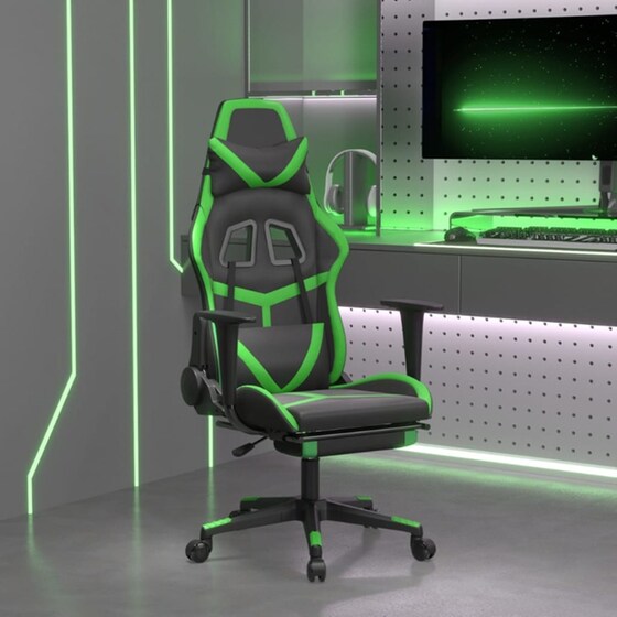 Καρέκλα Gaming VIDAXL 3143679 με Υποπόδιο από Τεχνητό Δέρμα - Μαύρο image 9