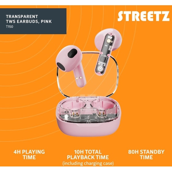 Ακουστικά Bluetooth Streetz T150 - Transparent Pink image 7
