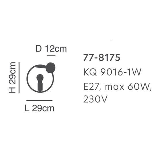 Απλίκα Τοίχου Homelighting Hoop 77-8175 Μεταλλική 12x29x29 cm - Μαύρη/Χρυσή image 1
