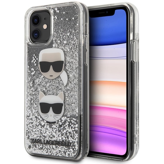 Karl Lagerfeld Liquid Glitter Case 2 Heads Θήκη Προστασίας – Iphone 11 (black/glitter Silver – Klhcn61kcglsl) image 4