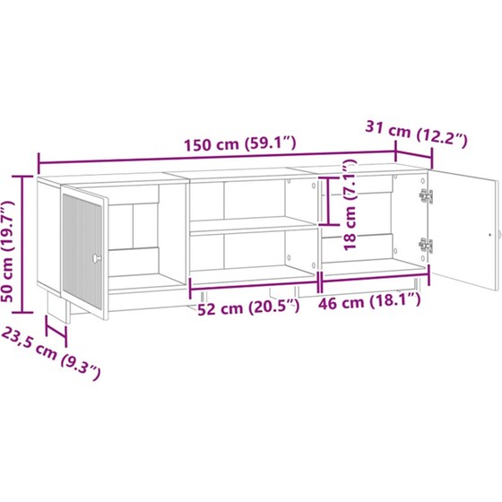 Έπιπλο Τηλεόρασης VidaXL 150x31x50 cm - Γκρι Sonoma image 7