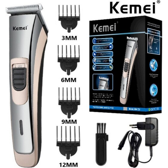 KEMEI KM-721 Κουρευτική Μηχανή Eπαναφορτιζόμενη Ασημί image 3