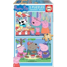 Ξύλινο Παιδικό Puzzle Peppa Pig 2*25pcs Educa (18078)