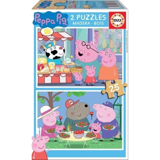 Ξύλινο Παιδικό Puzzle Peppa Pig 2*25pcs Educa (18078) image 0