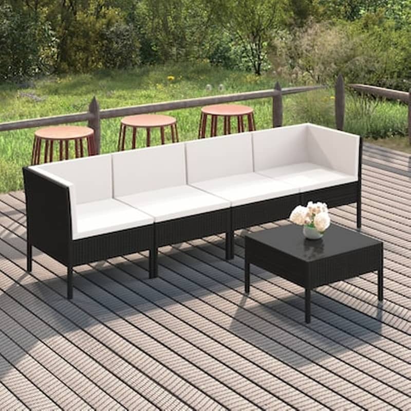 Vidaxl Σαλόνι Κήπου Σετ 5 Τεμαχίων Μαύρο Συνθετικό Ρατάν Με Μαξιλάρια
