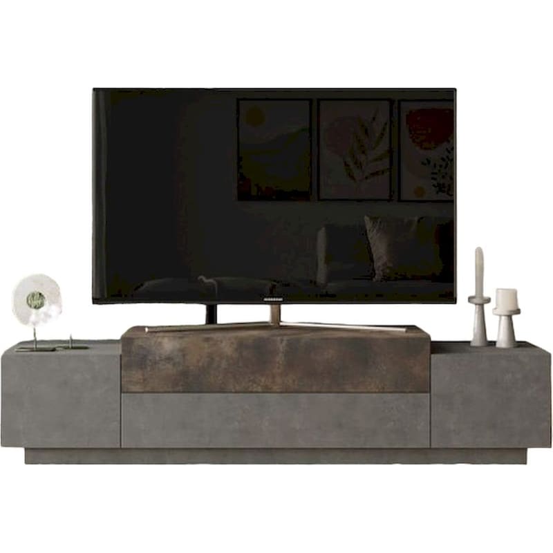 24MALL Έπιπλο Τηλεόρασης Bicolore από Μοριοσανίδα 160x37.3x38.7cm - Μπρονζέ/Γκρι