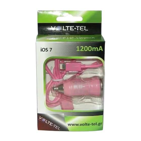 Φορτιστής Αυτοκινήτου Volte-Tel Lightning - Ροζ image 1