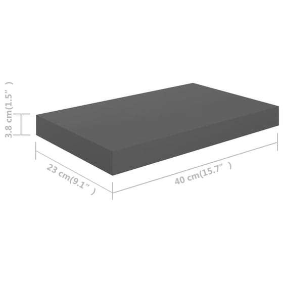 Ράφια Τοίχου VidaXL από MDF 40x23x3.8 cm 4 Τμχ - Γκρι image 7