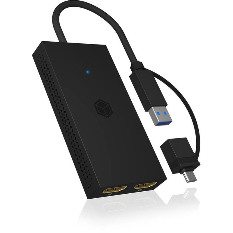 Αντάπτορας Icy Box Splitter Mobile USB σε Διπλό HDMI USB 3.2 Gen 1 - Μαύρο