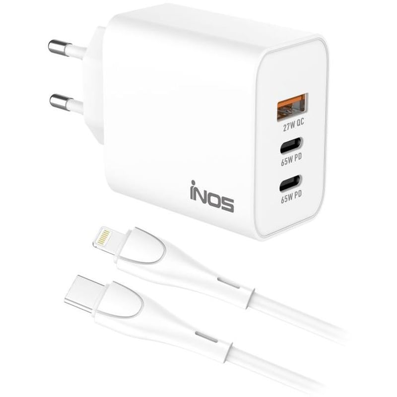 Σετ Φόρτισης Inos INOSNS-72268 1x USB-A, 1x USB-C 65 W - Λευκό