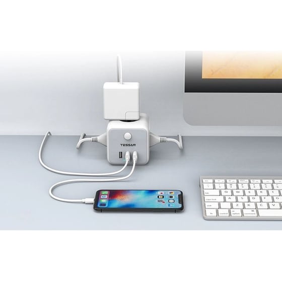 Πρίζα ρεύματος τοίχου TESSAN TS-301-DE-C με θύρες AC, USB-A, USB-C image 1