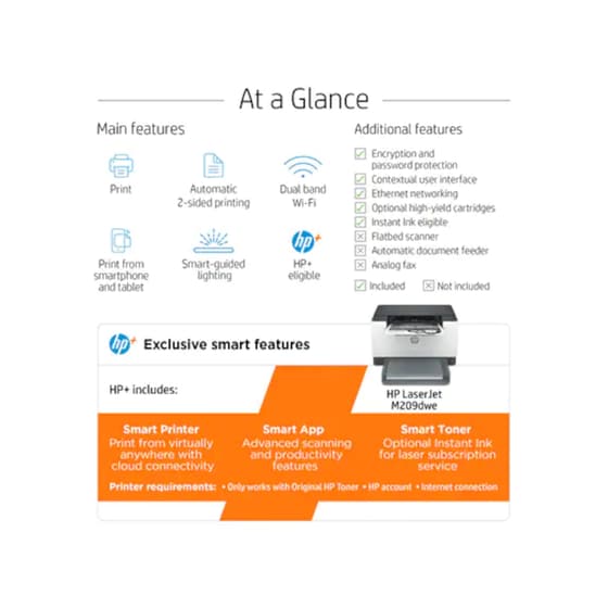 HP LaserJet M209dwe Ασπρόμαυρος Εκτυπωτής Laser A4 με WiFi,