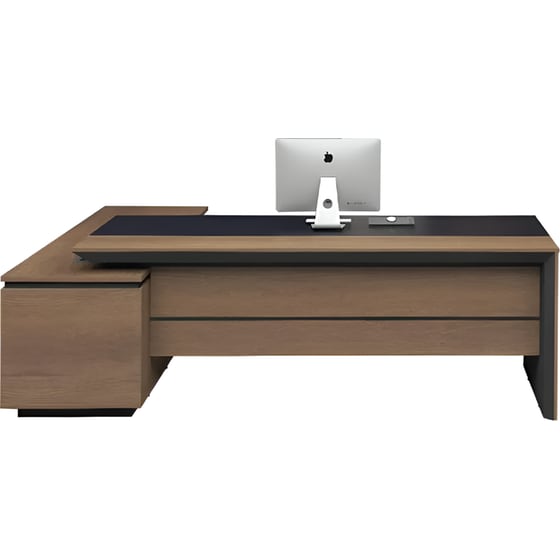 Γραφείο Γωνιακό Woodwell από Μελαμίνη 200x180cm - Καρυδί/Καφέ image 2