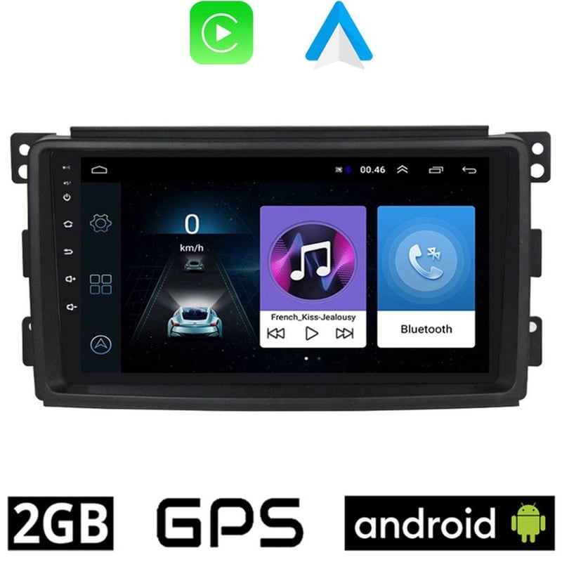 Ηχοσύστημα με Οθόνη Αφής 9 Android GPS Wi-Fi Bluetooth 2GB/ 16GB για Smart 451 (2007 - 2010) - Μαύρο