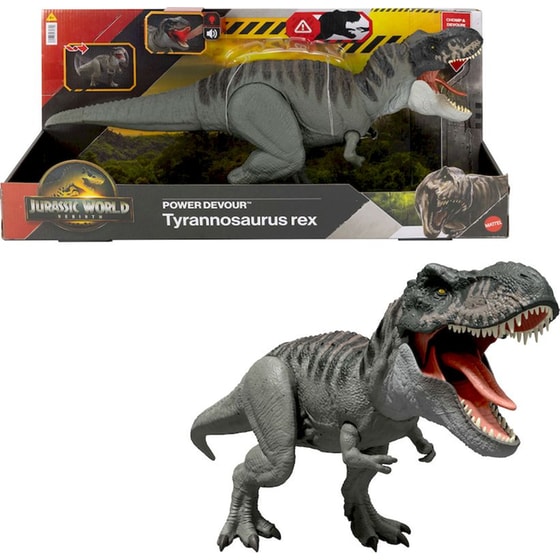 Mattel Φιγούρα Jurassic World Rebirth Power Devour Tyrannosaurus Rex με Ήχους & Κίνηση image 0