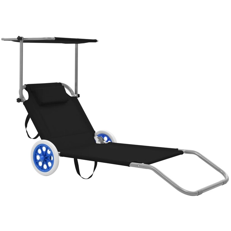 Ξαπλώστρα VidaXL από Ατσάλι 146x63x55 cm - Μαύρo VIDAXL