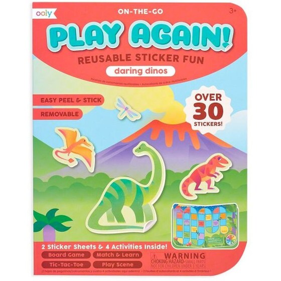 Παιχνιδοβιβλίο με αυτοκόλλητα 12 Εποχές Ooly Play Again Daring Dinos image 0