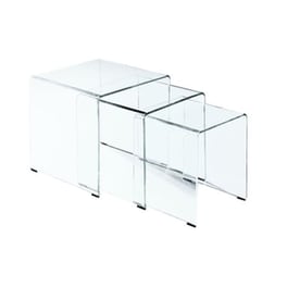 Σετ Τραπεζάκια Σαλονιού Woodwell C34459 3τμχ από Γυαλί - Διάφανα