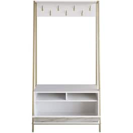 Έπιπλο Εισόδου 24Mall Deve από Μοριοσανίδα/Μέταλλο με Ράφια 94x35.3x180 cm - Λευκο/Χρυσό