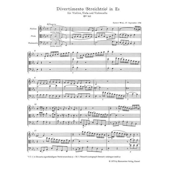 Βιβλίο Για Σύνολα Barenreiter Mozart - Trios For Strings [pocket Score] image 2