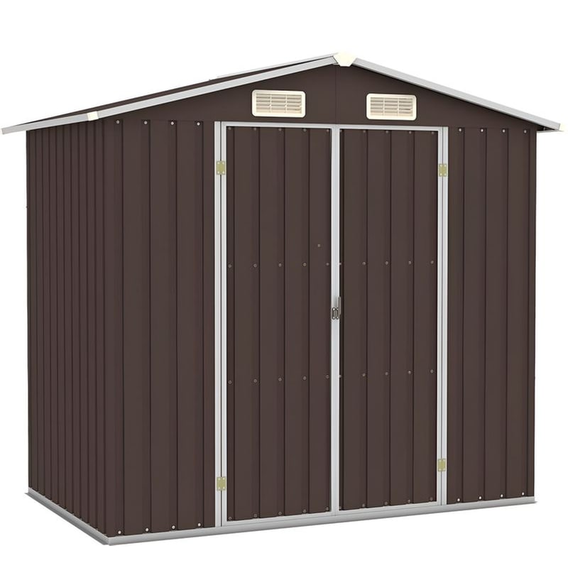 Vidaxl Αποθήκη Κήπου Καφέ 205 X 129 X 183 Εκ. Από Γαλβανισμένο Ατσάλι