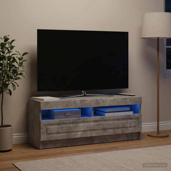 Έπιπλο Τηλεόρασης με LED VidaXL από Επεξεργασμένο Ξύλο - Γκρι Σκυροδέματος image 2
