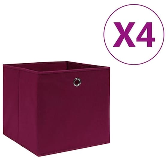 Κουτιά Αποθήκευσης Vidaxl Σετ 4 Τμχ από Ύφασμα 28x28x28 cm - Σκούρο Κόκκινο image 0