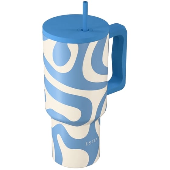 Ποτήρι Θερμός Estia Straw Tumbler XL Save The Aegean Ocean Waves με Καλαμάκι και Λαβή 900 ml image 0