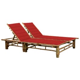Ξαπλώστρα VidaXL από Μπαμπού 200x130x24-87 cm - Κόκκινη/Καφέ