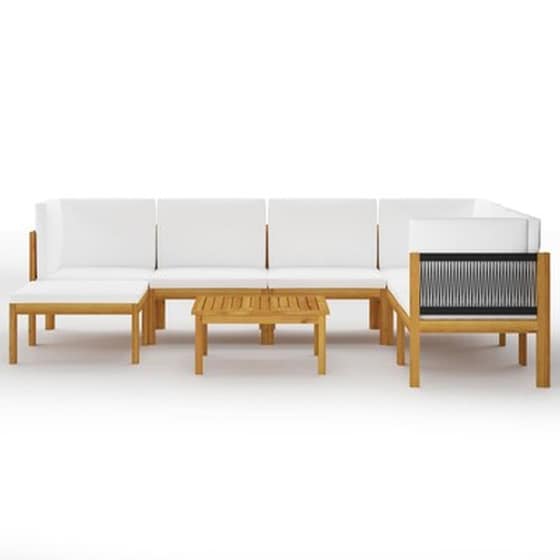 Vidaxl Σαλόνι Κήπου 8 Τεμαχίων Κρεμ Μασίφ Ξύλο Ακακίας Με Μαξιλάρια image 3