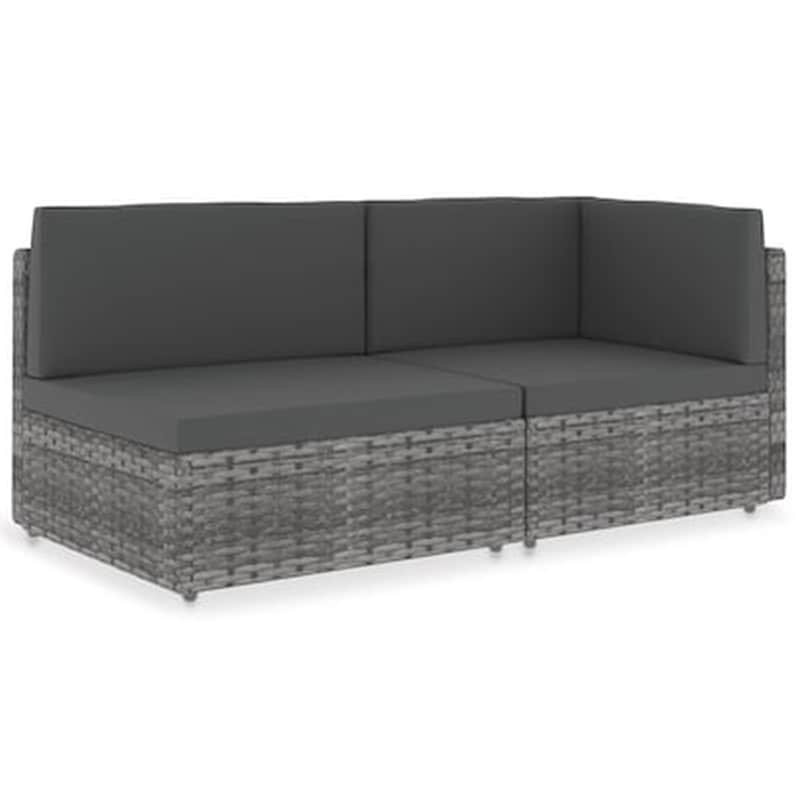 Καναπές Αρθρωτός Διθέσιος Vidaxl Από Συνθετικό Ρατάν 58.5x65.5x52 cm - Γκρι