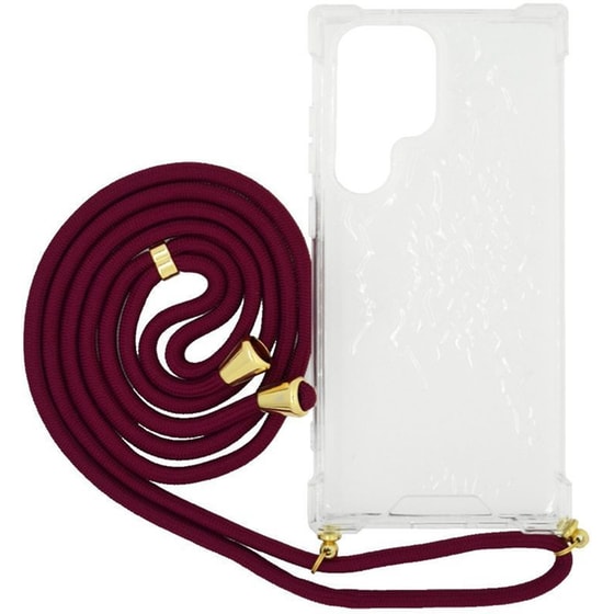 Θήκη Samsung Galaxy S23 Ultra 5G - Ancus με Λουράκι Μπορντό - Διάφανο image 0